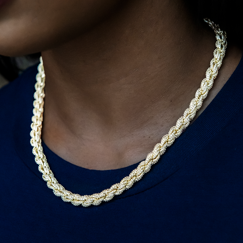 Diamond Rope Necklace + Bracelet Bundle in Yellow Gold- 8mm