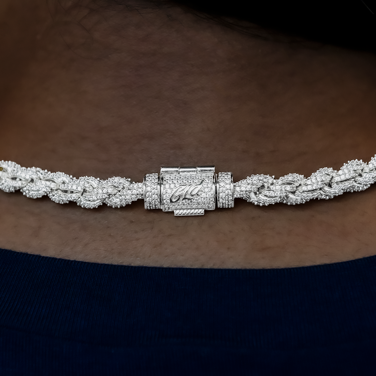 Diamond Rope Necklace in White Gold- 8mm