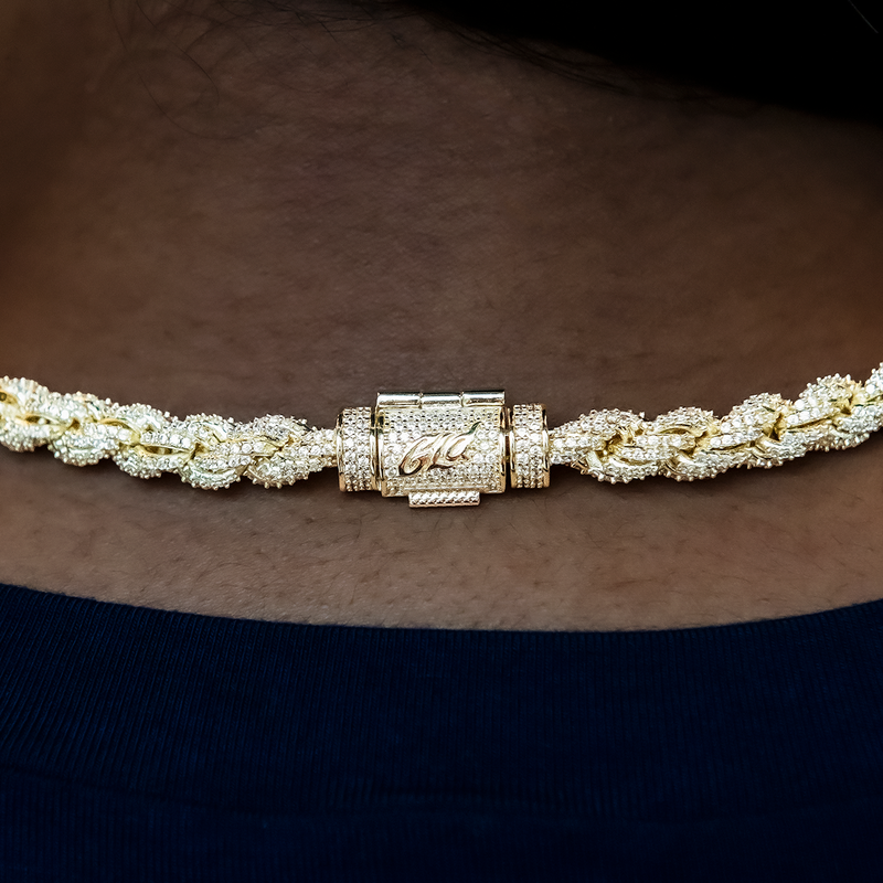 Diamond Rope Necklace in Yellow Gold- 8mm