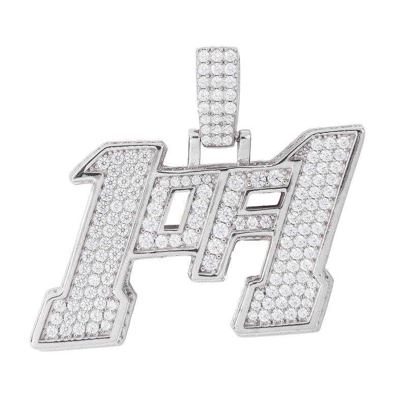 Men's Moissanite 1of1 Pendant in White Gold Vermeil