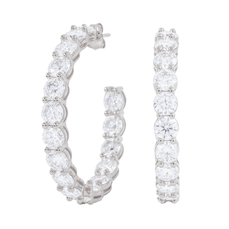 4MM Moissanite Eternity Hoop Earrings in White Gold Vermeil