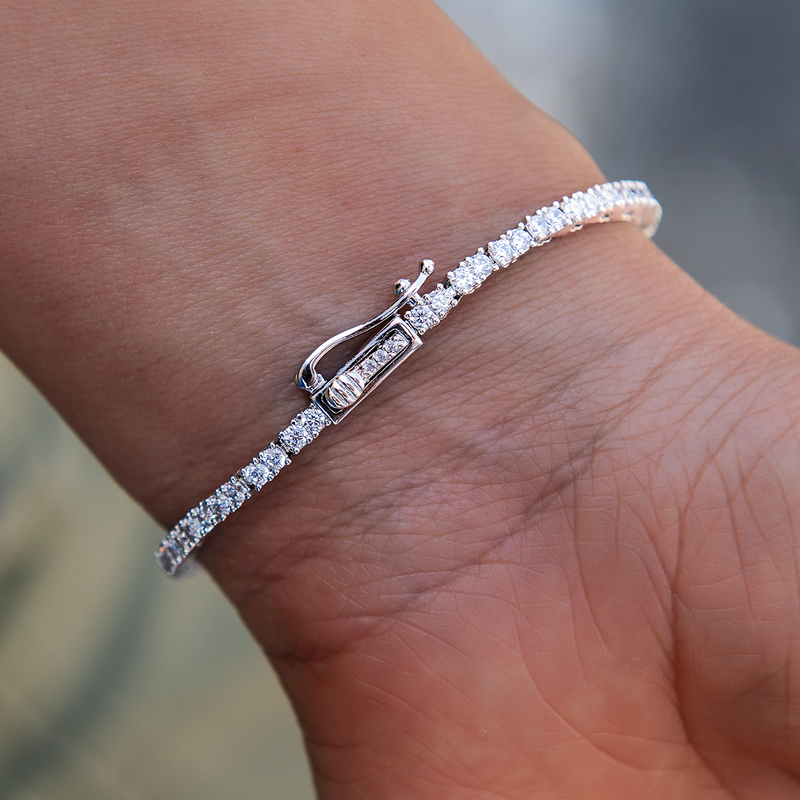 Purple Iced Rock Diamond Tennis Bracelet in White Gold