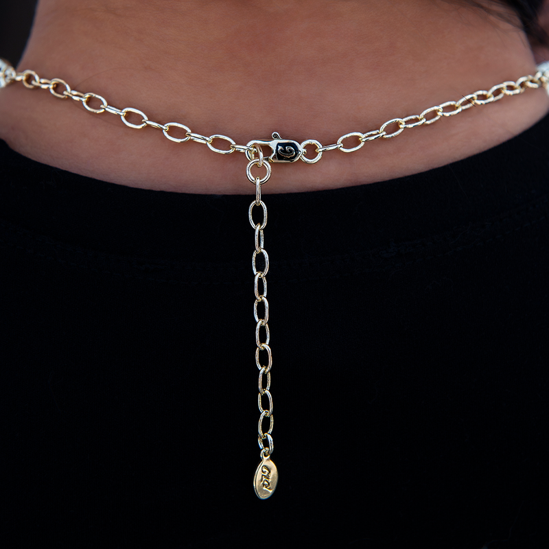 Pearl Canary Gemstone Lariat Necklace in Yellow Gold