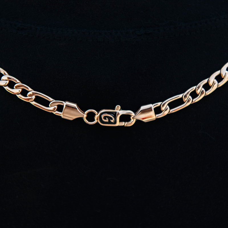Figaro Necklace + Bracelet Bundle in Rose Gold- 6mm