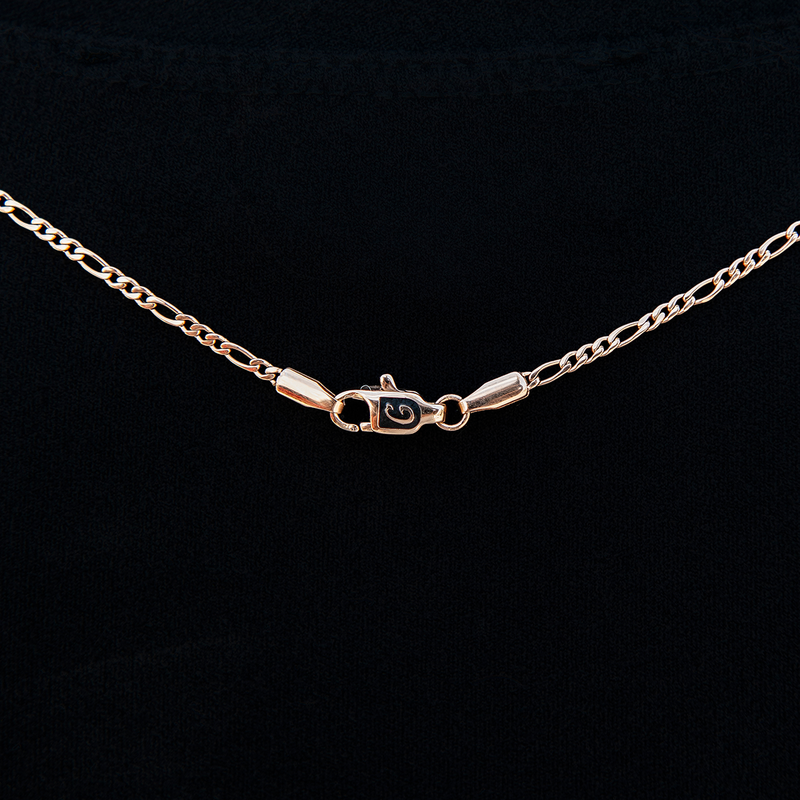 Figaro Necklace + Bracelet Bundle in Rose Gold- 2mm