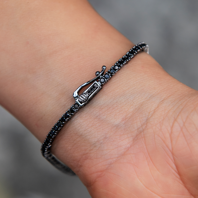 Diamond Tennis Bracelet in Black- 2mm