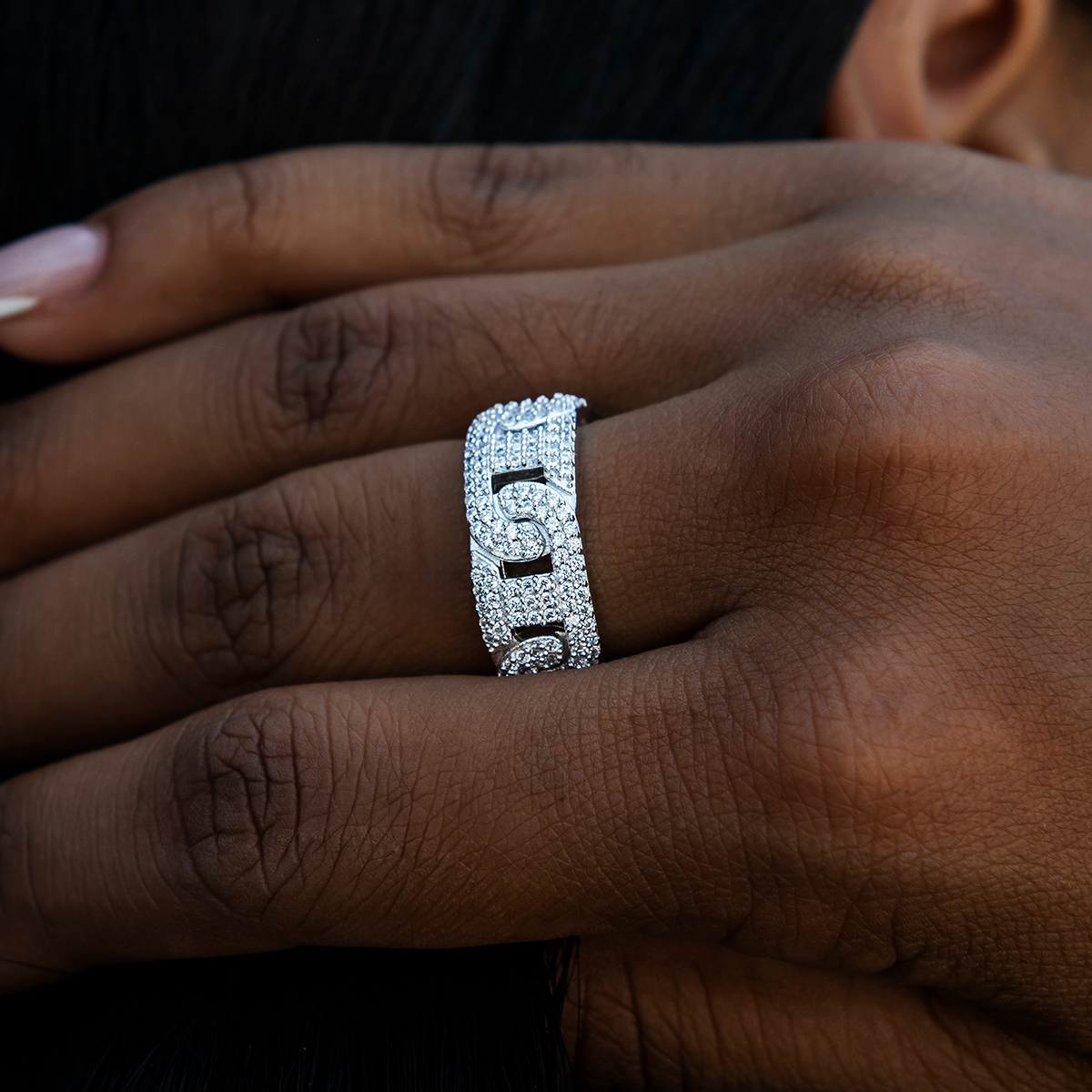 Flat Pavé Valentina Ring in White Gold Vermeil