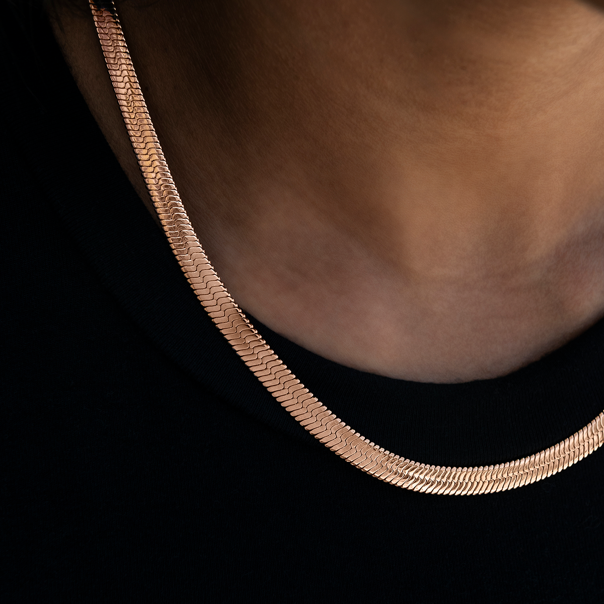 Herringbone Necklace in Rose Gold- 8mm