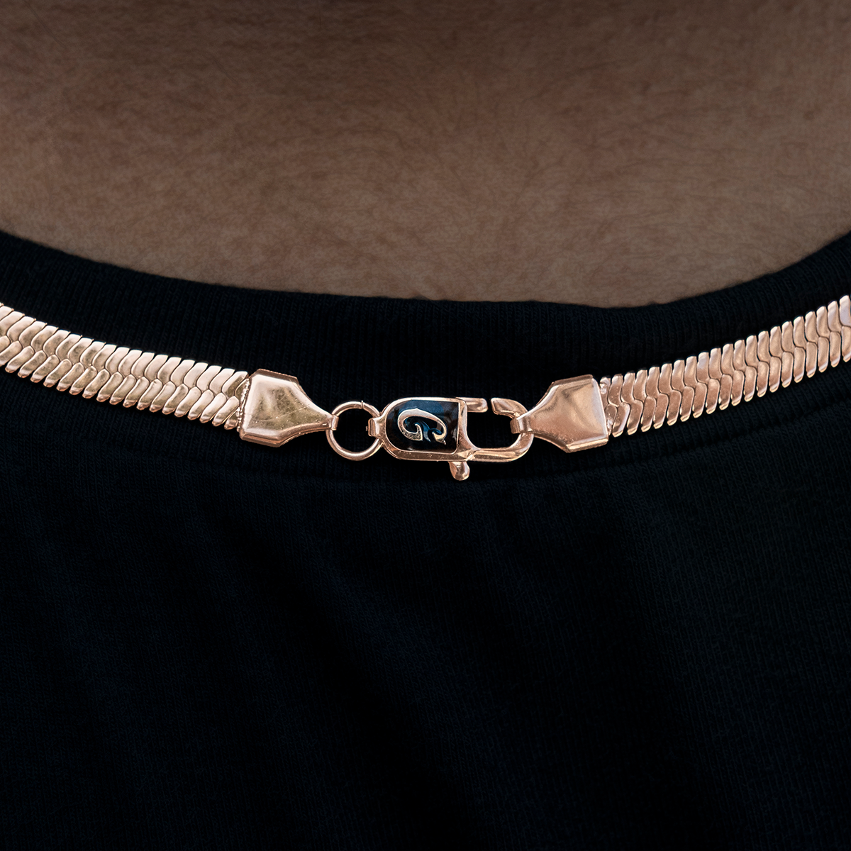 Herringbone Necklace in Rose Gold- 8mm