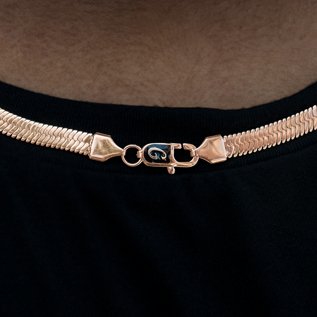 Herringbone Necklace in Rose Gold- 6mm