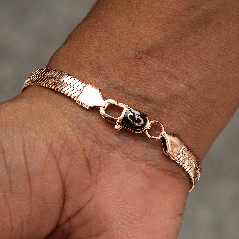Herringbone Bracelet in Rose Gold - 6mm