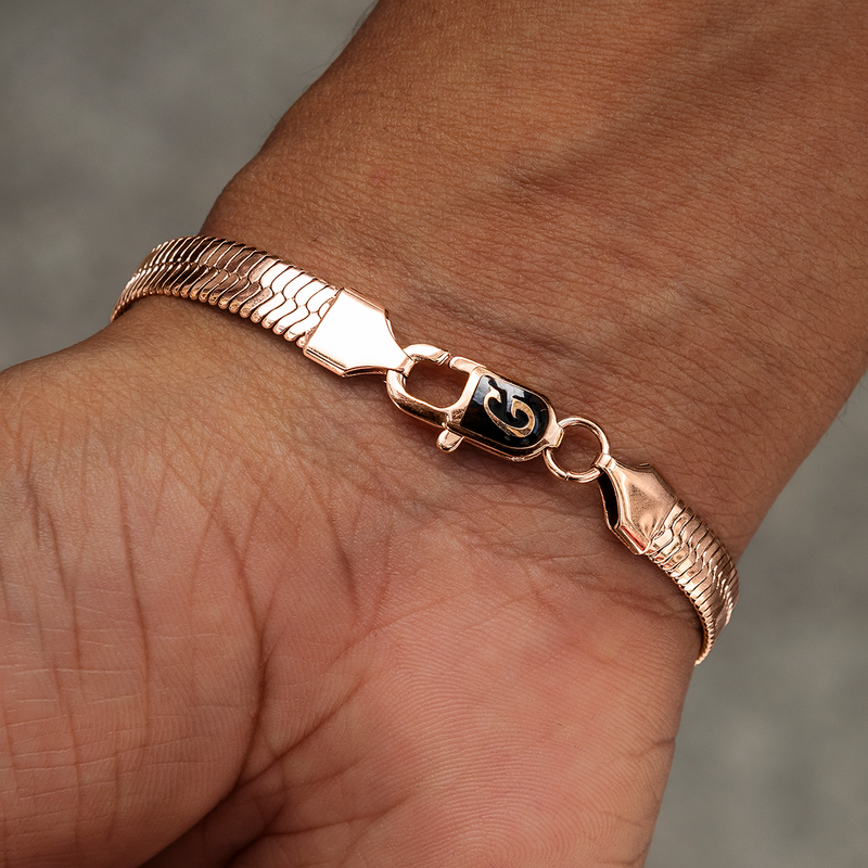 Herringbone Bracelet in Rose Gold - 8mm
