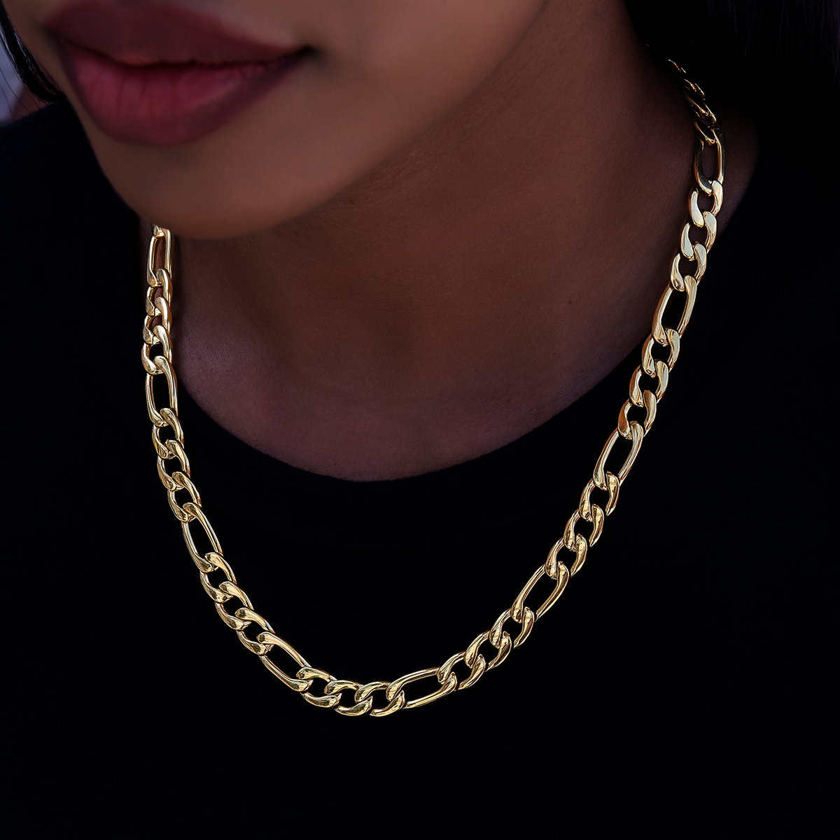 Figaro Necklace in Yellow Gold- 9mm