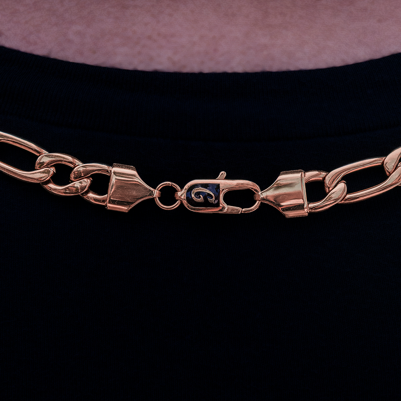 Figaro Necklace in Rose Gold- 9mm