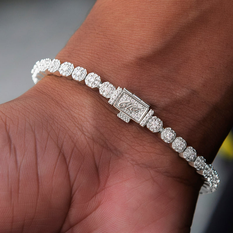 Iced Mini Clustered Tennis Bracelet in White Gold