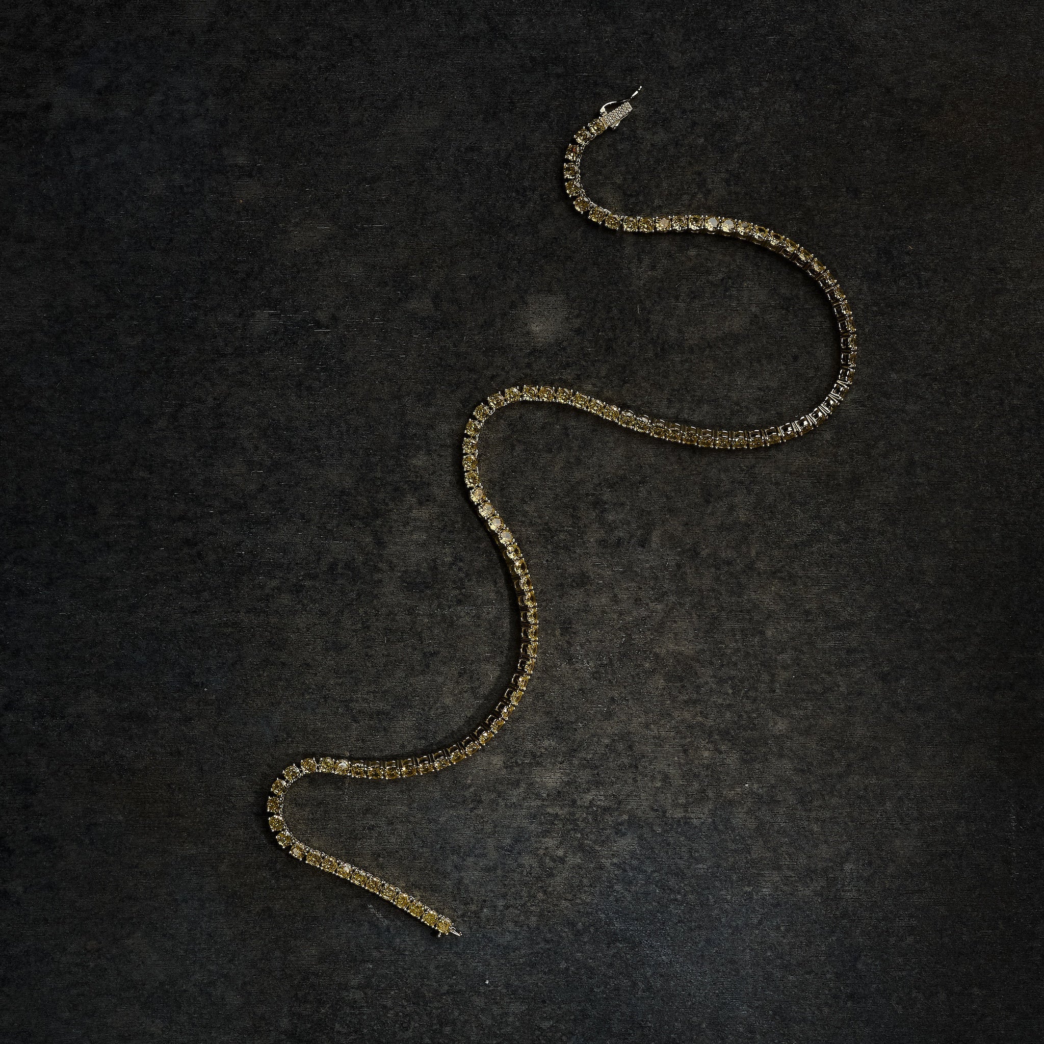 GLD X Bloody Osiris 3mm Lab Diamond Canary Tennis Chain in Solid Yellow Gold
