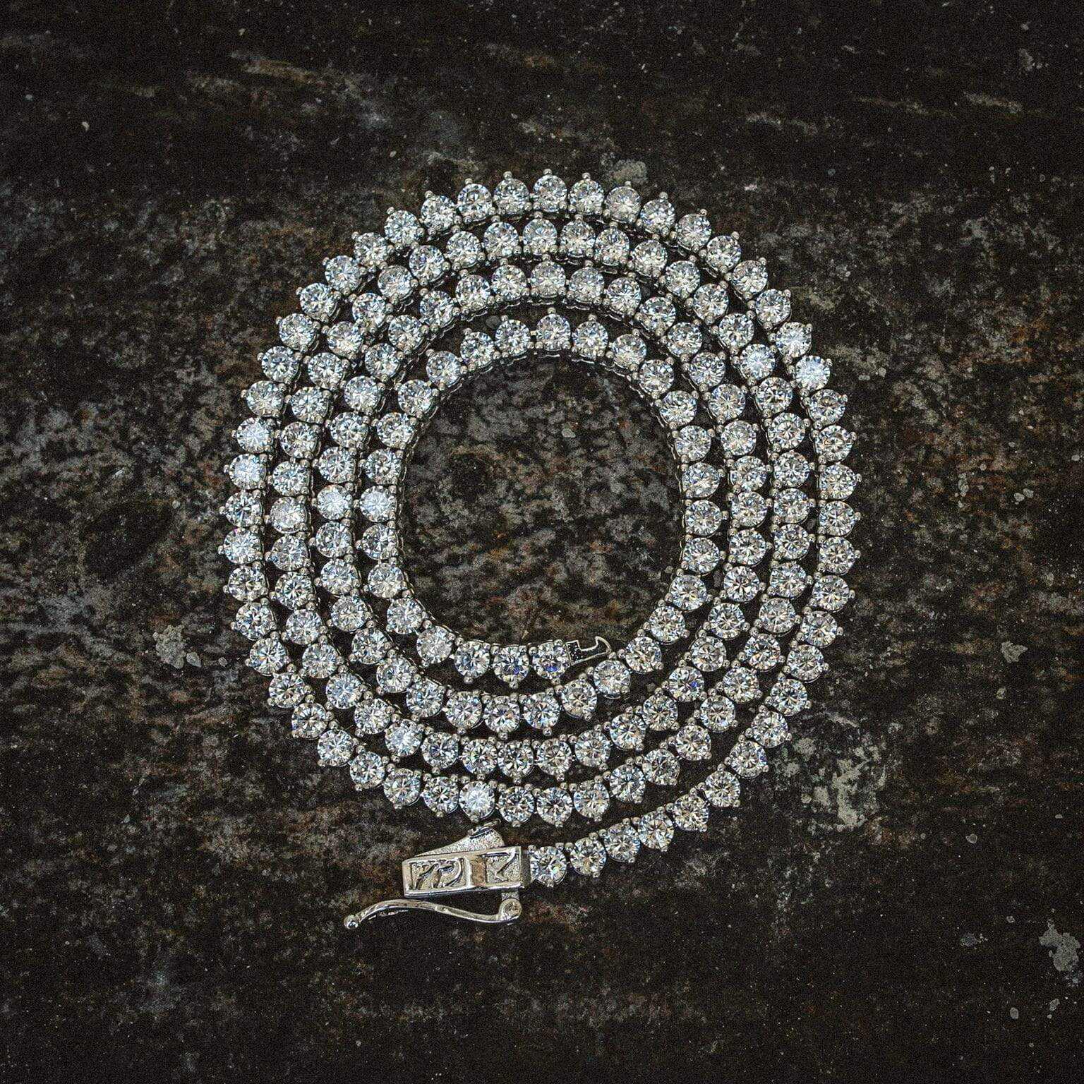 3 Prong Tennis Necklace in White Gold