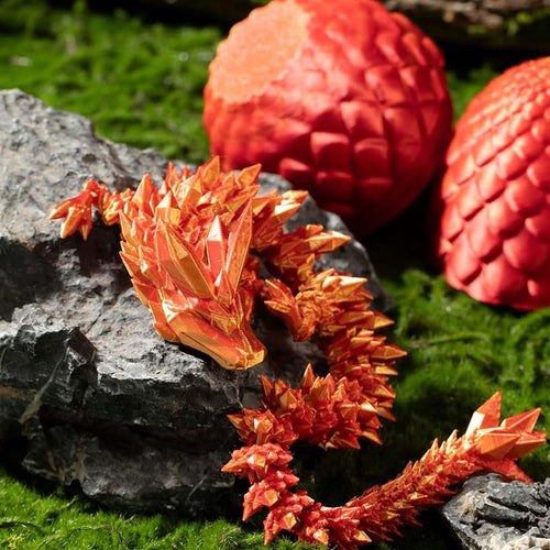 3D Printed Full Articulated Crystal Dragon with Dragon Egg