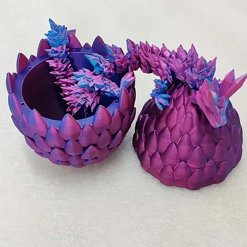 3D Printed Full Articulated Crystal Dragon with Dragon Egg