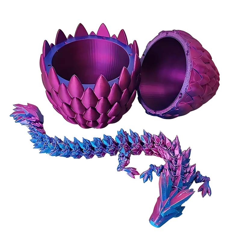 3D Printed Full Articulated Crystal Dragon with Dragon Egg