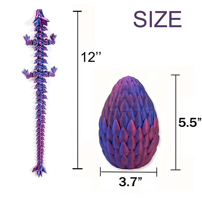 3D Printed Full Articulated Crystal Dragon with Dragon Egg