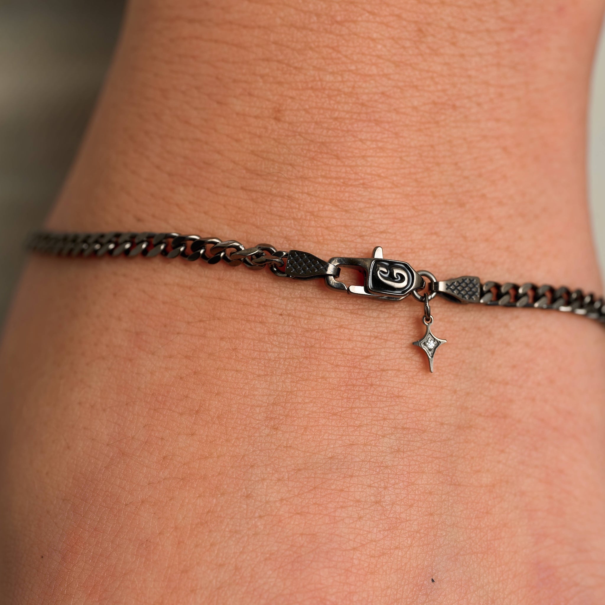 Micro Cuban Chain Bracelet in Black - 3mm