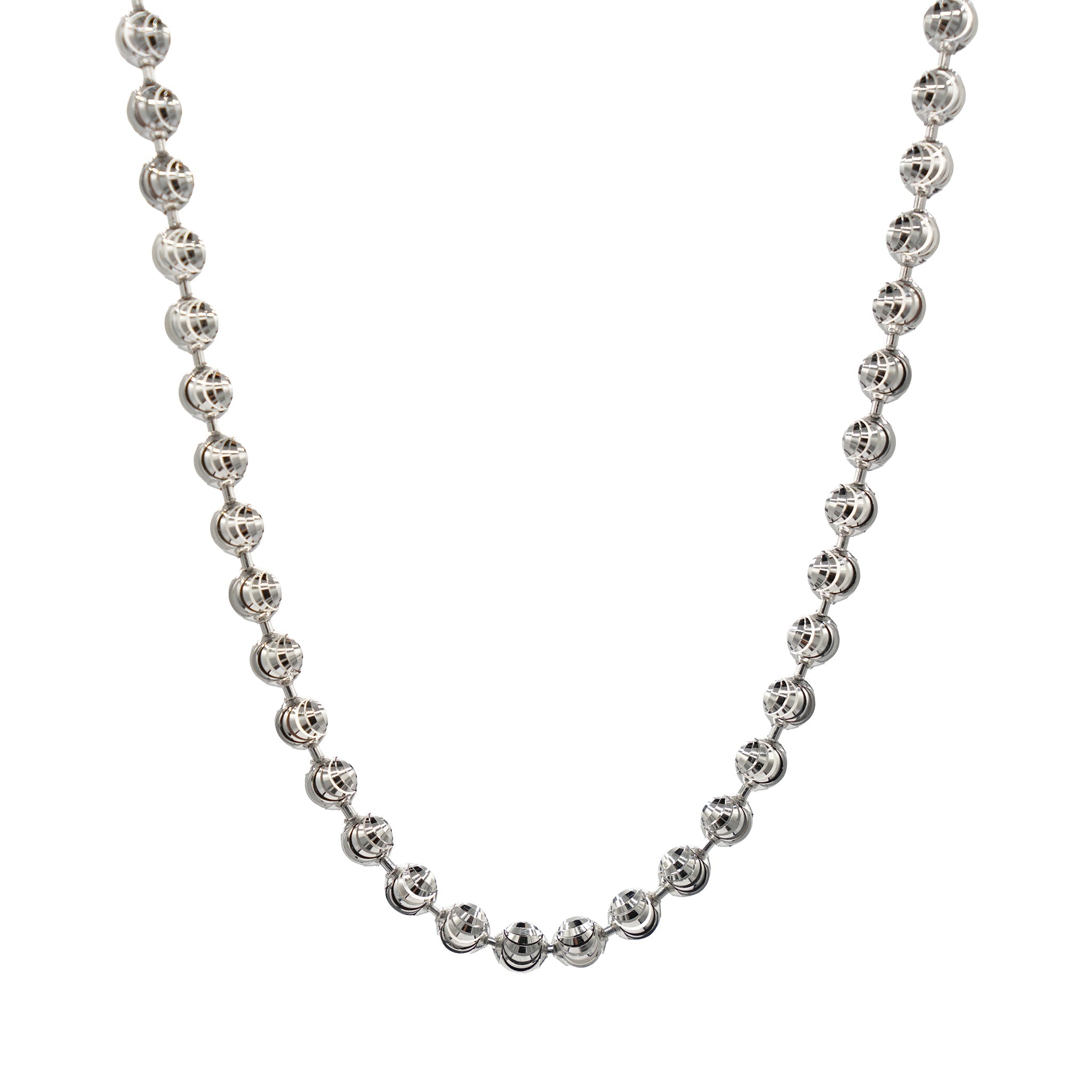 Moon Cut Ball Chain in Solid White Gold - 4mm