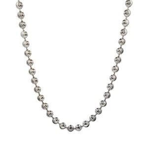 Moon Cut Ball Chain in Solid White Gold - 4mm