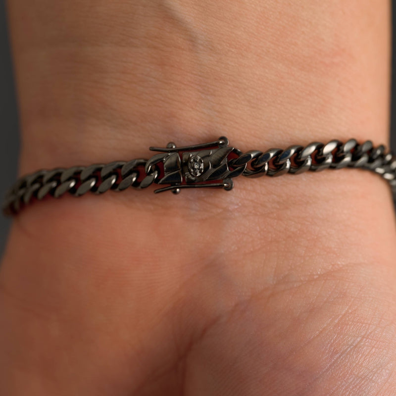 Miami Cuban Chain Bracelet in Black - 5mm