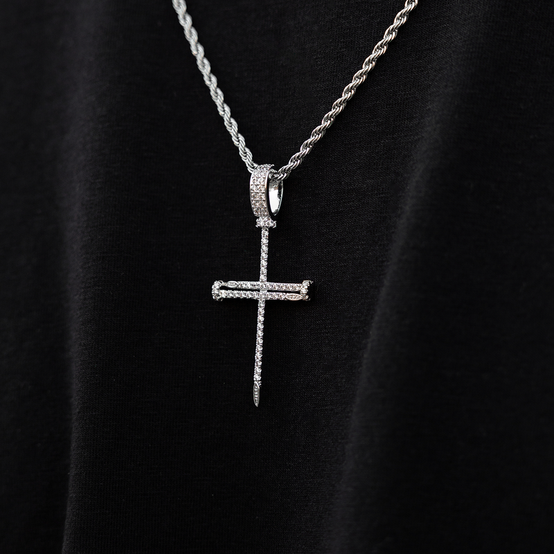 White Gold Nail Cross