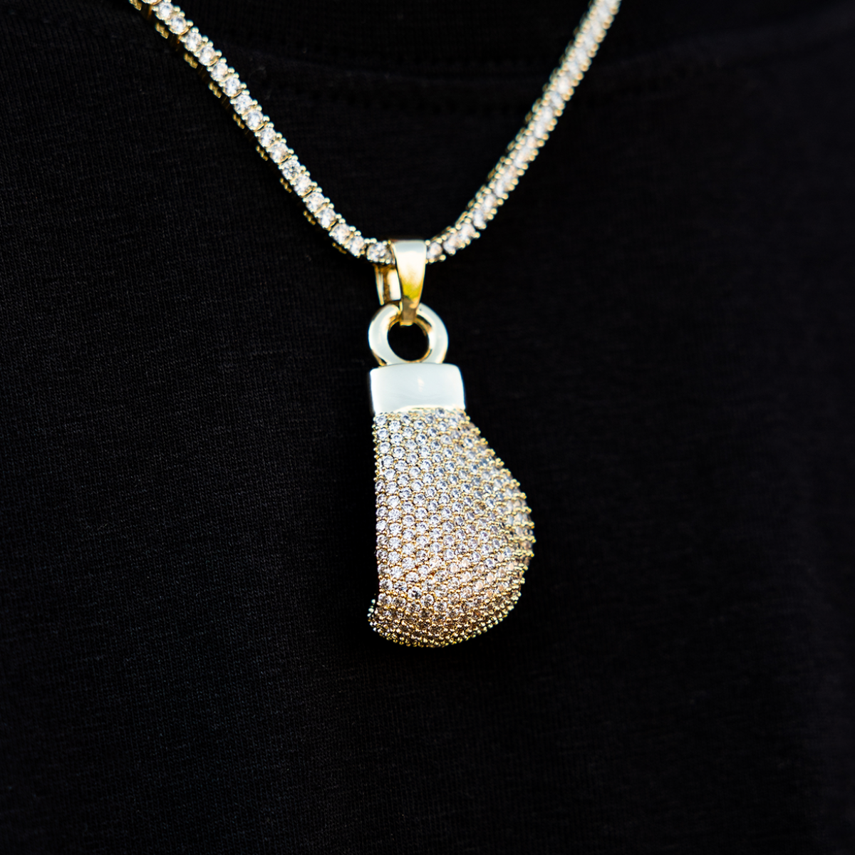Iced Boxing Glove in Yellow Gold