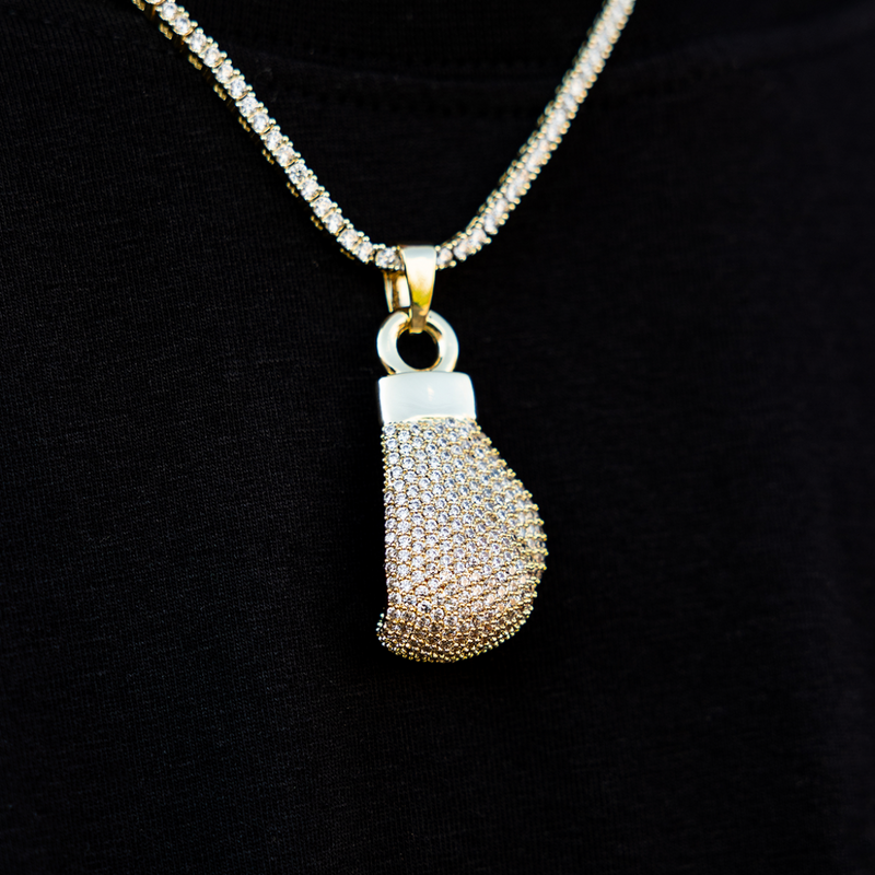 Iced Boxing Glove in Yellow Gold