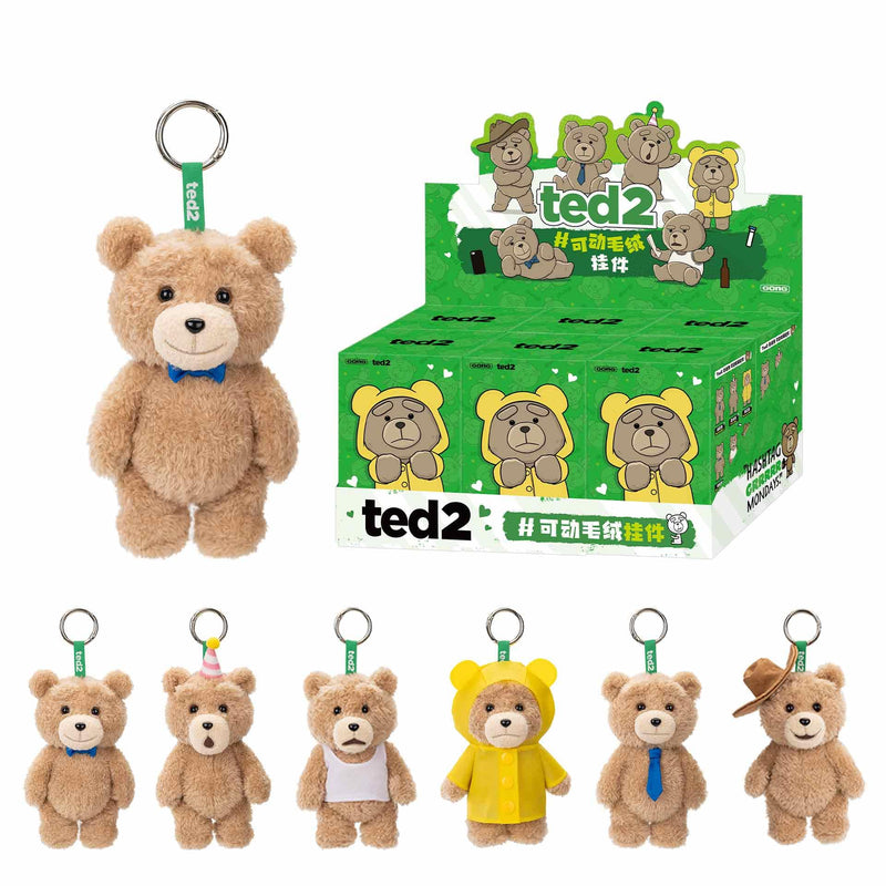 POP MART Ted 2 Teddy Bear Action Plush Pendant Blind Box Figures, Ted Doll Pendant Random Design, Collectible Toys Home Decorations, Single Box