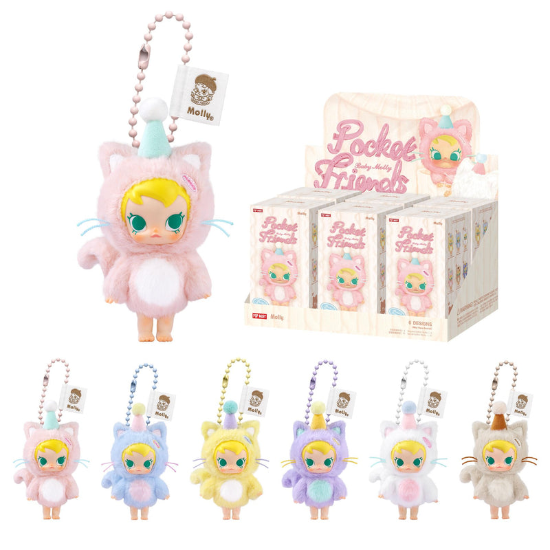 POP MART Baby Molly Pocket Friends Series-Vinyl Plush Pendant Blind Box Figures, Random Design Action Figures Collectible Toys, Single Box