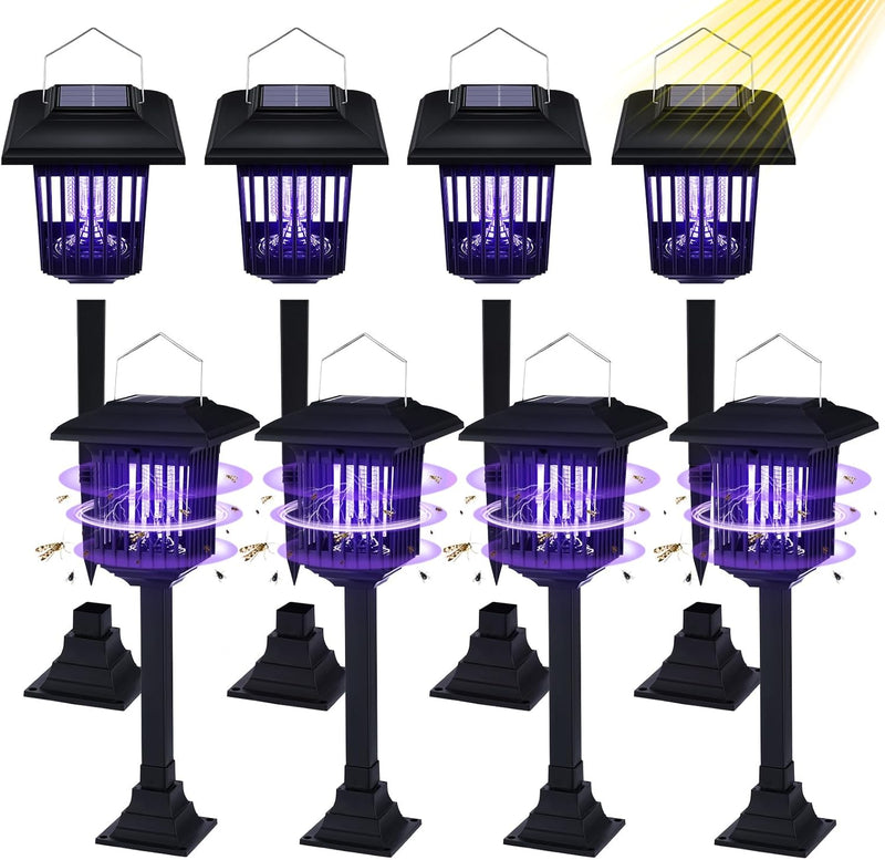 Solar Bug Zapper Outdoor UV Mosquito Killer Black Fly Repellent Light