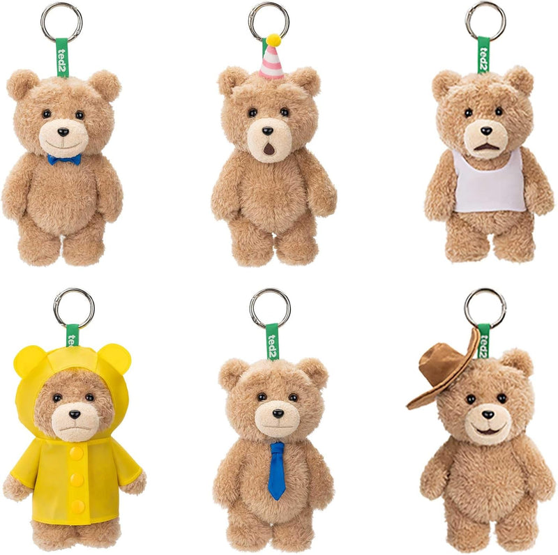 POP MART Ted 2 Teddy Bear Action Plush Pendant Blind Box Figures, Ted Doll Pendant Random Design, Collectible Toys Home Decorations, Single Box