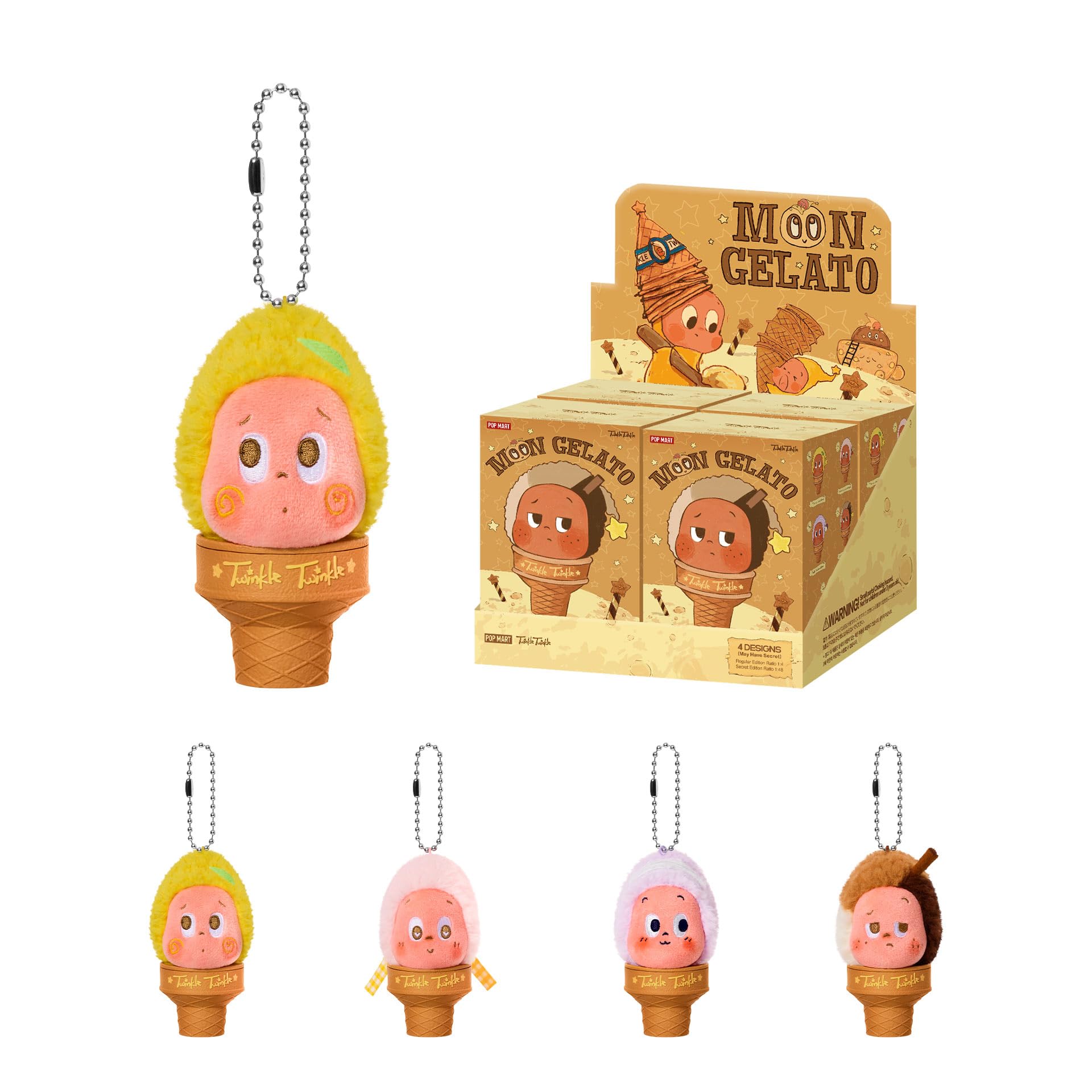 POP MART Twinkle Twinkle Moon Gelato Series-Ice Cream Plush Pendant Blind Box, Collectible Toys, Keychain, Cute Bag Charms, Holiday Birthday Gifts for Girls and Boys, Single Box