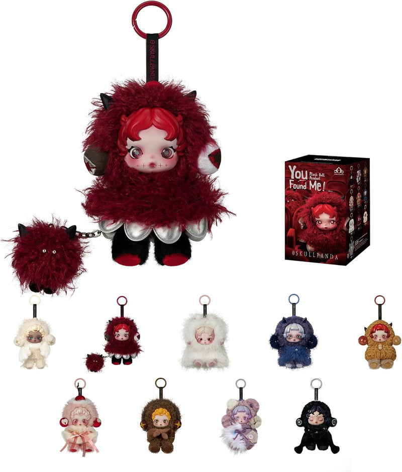 POP MART SKULLPANDA You Found Me! Series Plush Doll Pendant Blind Box Figures, Collectible Toys, Holiday Birthday Gifts for Girlfriend Daughter Girls and Boys, Single Box