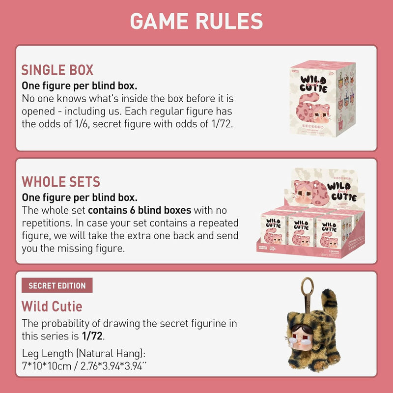 POP MART Crybaby Wild but Cutie Series - Vinyl Plush Pendant Blind Box, Mystery Box, Random Design Collectible Toys, Holiday Birthday Gifts for Girls and Boys, Single Box