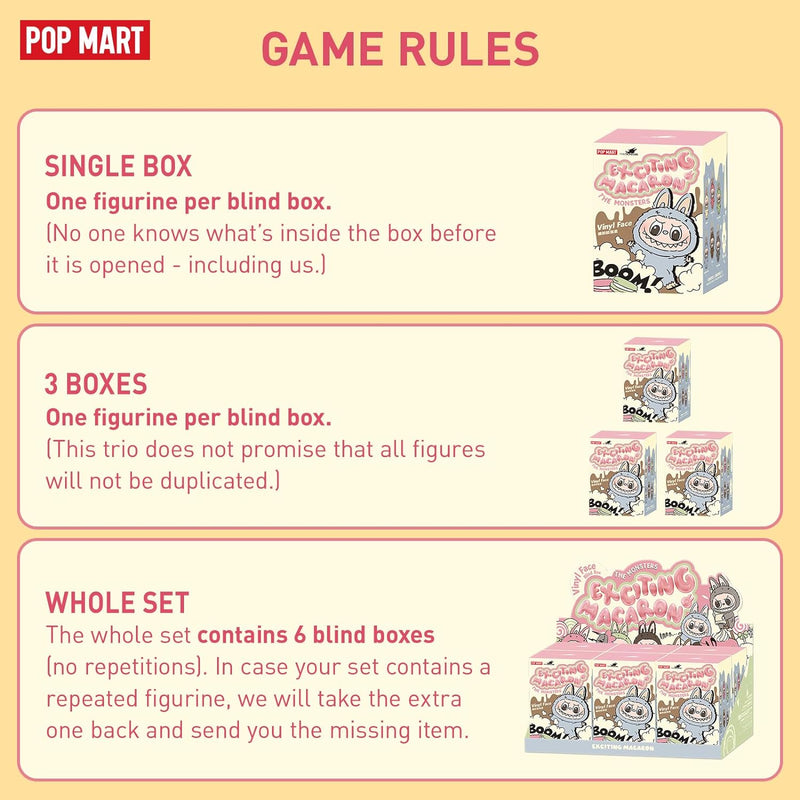 POP MART The Monsters - Tasty Macarons Vinyl Face Blind Box, Random Design Action Figures Collectible Toys Home Decorations, Single Box