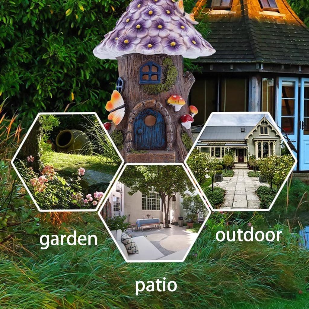 Solar Powered Flower Fairy Mushroom Treehouse Night Lights