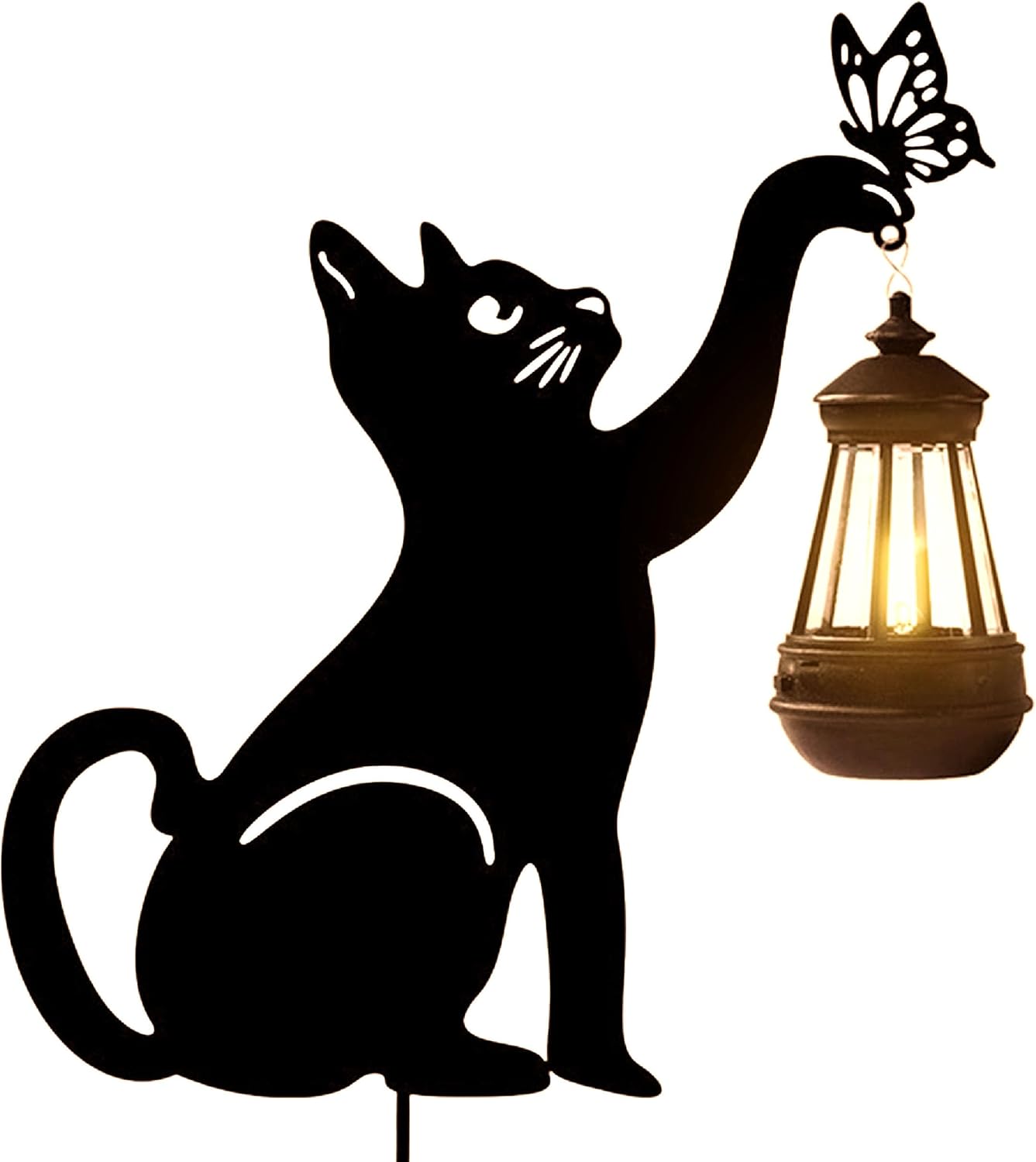 Metal Cat and Dog Stake with Solar-Powered Light