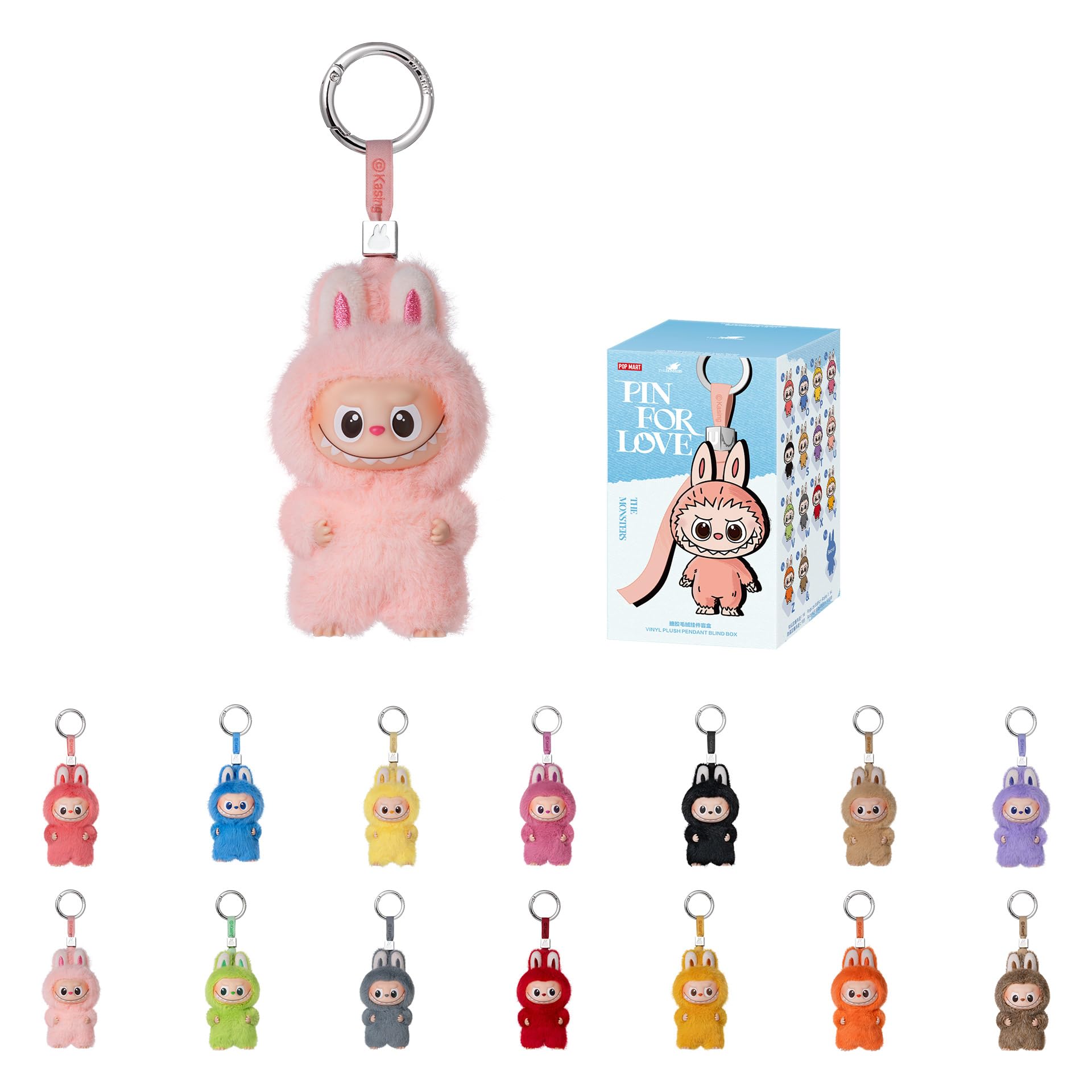 POP MART THE Monster Pin for Love Series (A–M) Mini Labubu Doll Blind Box Keychain – Vinyl Plush Pendant, Bag Charms, Collectible Holiday & Birthday Gift for Kids & Adults, Single Box