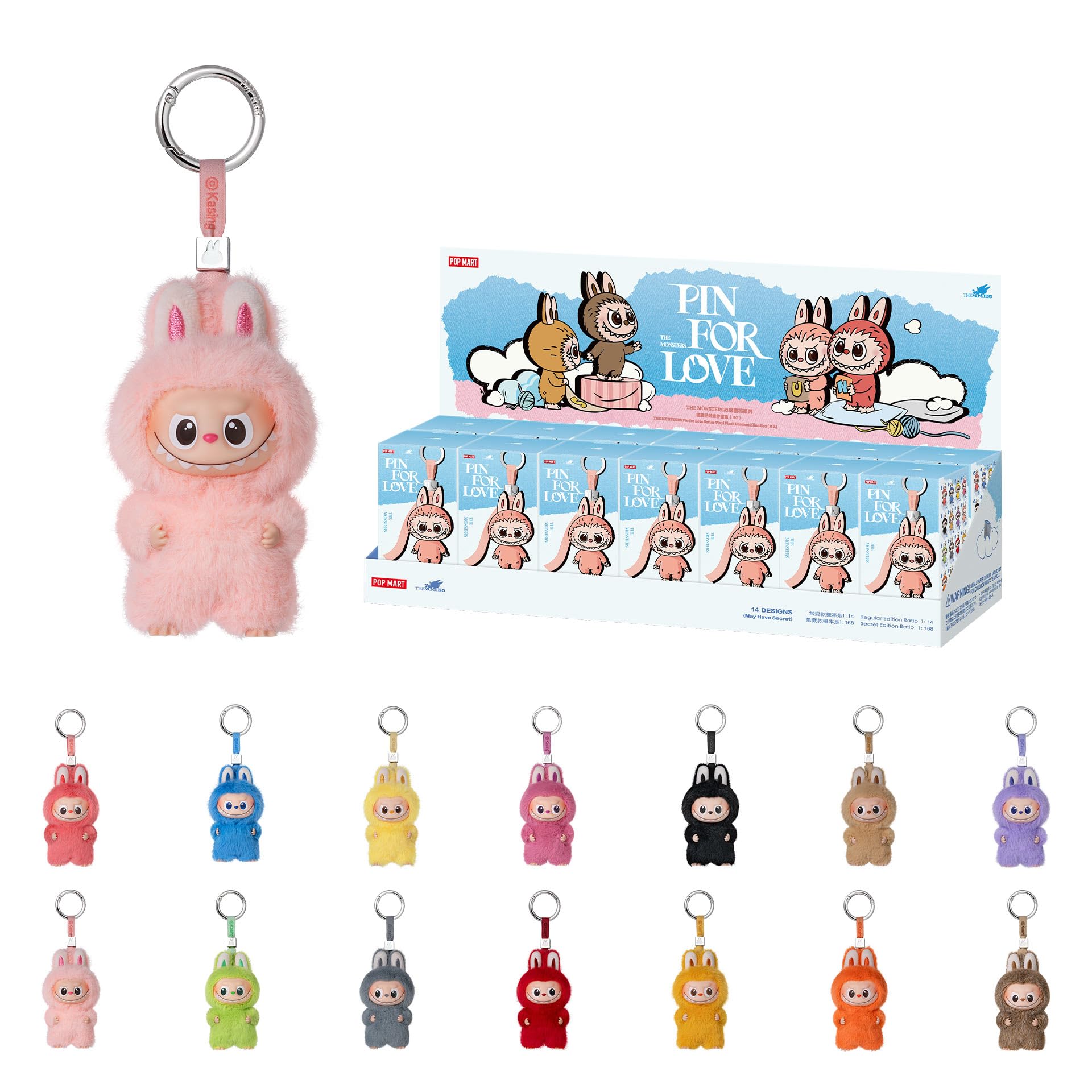 POP MART THE Monster Pin for Love Series (A–M) Mini Labubu Doll Blind Box Keychain – Vinyl Plush Pendant, Bag Charms, Collectible Holiday & Birthday Gift for Kids & Adults, Single Box