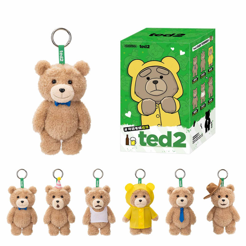 POP MART Ted 2 Teddy Bear Action Plush Pendant Blind Box Figures, Ted Doll Pendant Random Design, Collectible Toys Home Decorations, Single Box