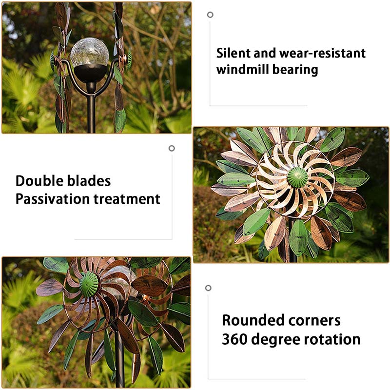 Mulino a vento Lotus Design Wind Spinner con luce solare 