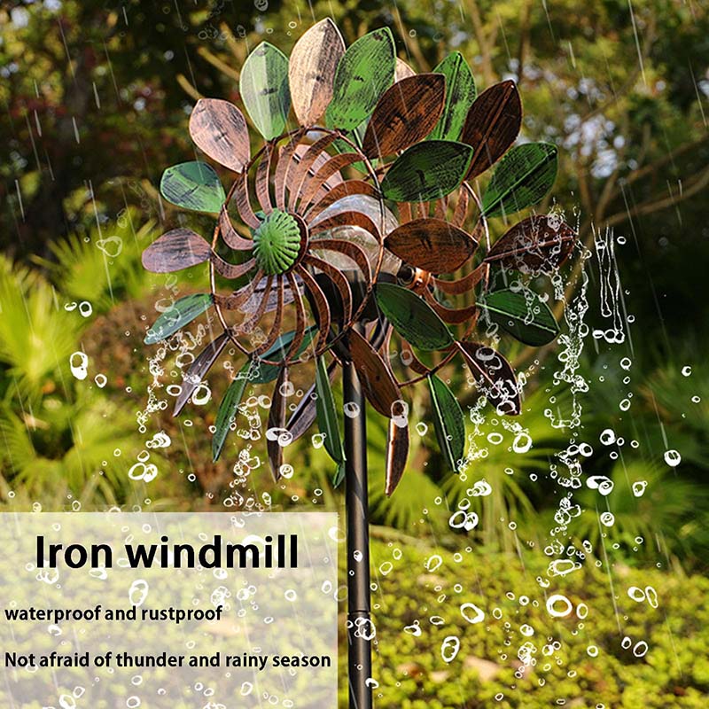 Lotus Design Wind Spinner Windmill with Solar Light