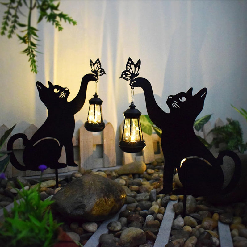 Metal Cat and Dog Stake with Solar-Powered Light