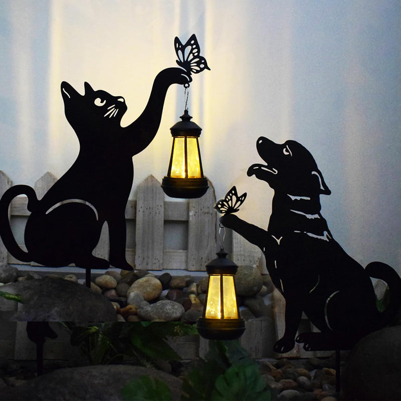 Metal Cat and Dog Stake with Solar-Powered Light