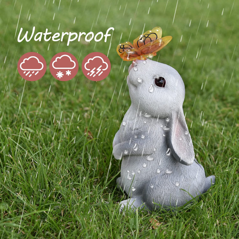 Rabbit with Solar Butterfly Changing Lights for Garden, Outdoor